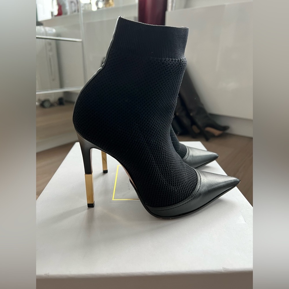 BALMAIN SOCK BOOTIE WITH GOLD TIP HEEL